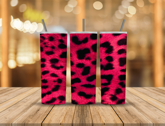 Red Black Fur Animal Print 20 oz Tumbler Design Digital Download #329