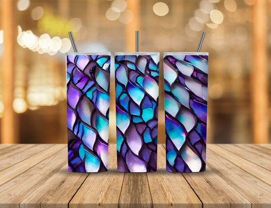 Blue Purple Dragon Mermaid Scales 20 oz Tumbler Design Digital Download #315