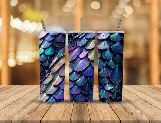 Blue Purple Green Dragon Mermaid Scales 20 oz Tumbler Design Digital Download #295