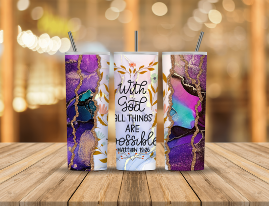 Geode Metallic Gold Purple Blue Religious Faith 20 oz Tumbler Design Digital Download #178