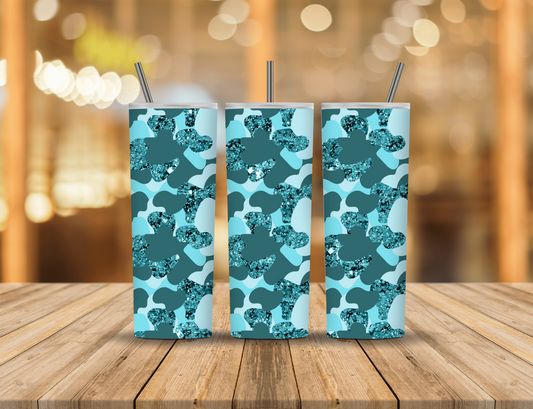 Blue Glitter Camo 20 oz Tumbler Design Digital Download #454
