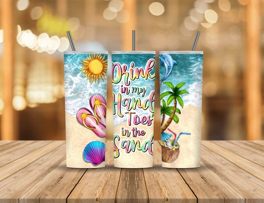 Beach Summer Cartoon Quote Ocean Sand 20 oz Tumbler Design Digital Download #432