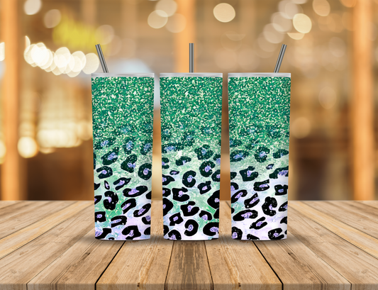Green Glitter Animal Print 20 oz Tumbler Design Digital Download #72