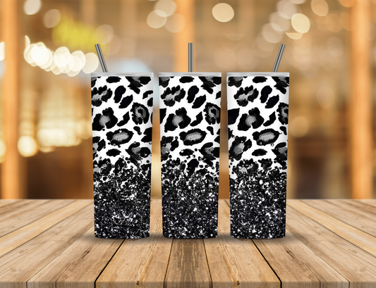 Black Gold White Glitter Animal Print 20 oz Tumbler Design Digital Download #95
