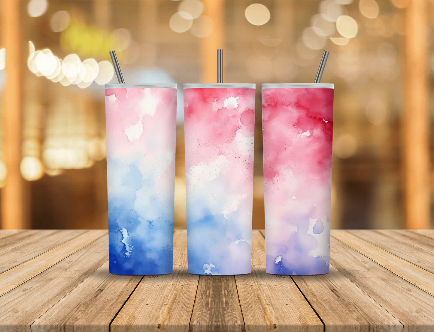 Red White Blue Alcohol Ink 20 oz Tumbler Design Digital Download #596
