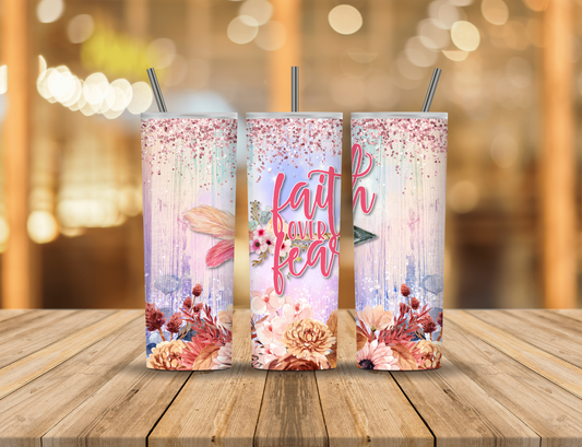 Faith Religious Pastel Glitter Flowers 20 oz Tumbler Design Digital Download #199