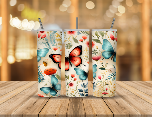 Flowers Butterfly Spring 20 oz Tumbler Design Digital Download #651