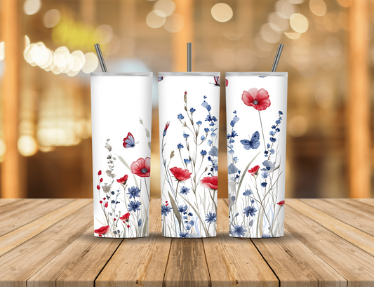 Spring Summer Flowers 20 oz Tumbler Design Digital Download #602