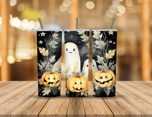 Vintage Halloween Ghosts Pumpkins 20 oz Tumbler Design Digital Download #474