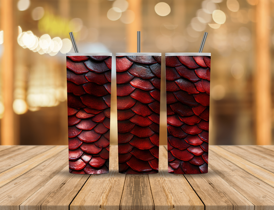Dark Red Dragon Mermaid Scales 20 oz Tumbler Design Digital Download #391