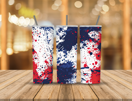 Red White Blue Paint Splatter 20 oz Tumbler Design Digital Download #588