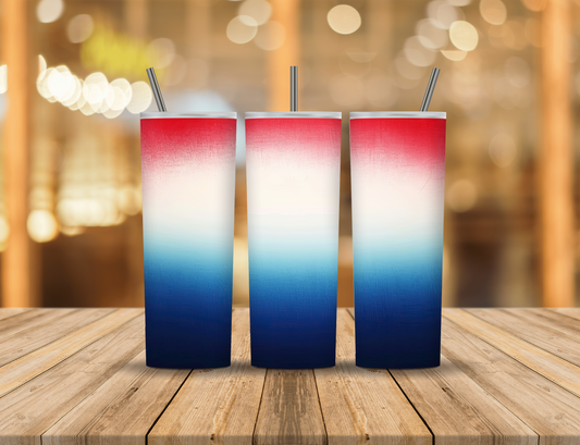 Red White Blue Ombre 20 oz Tumbler Design Digital Download #551