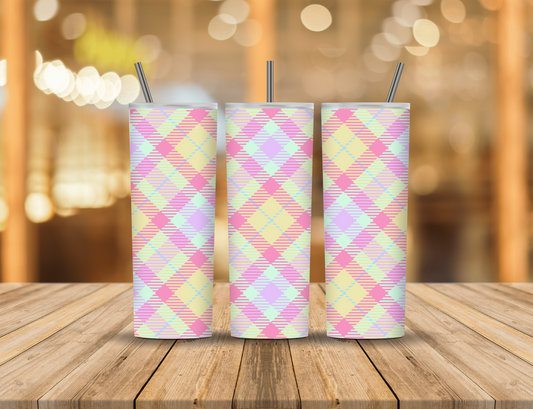 Spring Pastel Plaid 20 oz Tumbler Design Digital Download #483