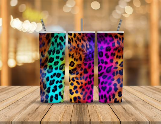 Neon Rainbow Animal Print 20 oz Tumbler Design Digital Download #111
