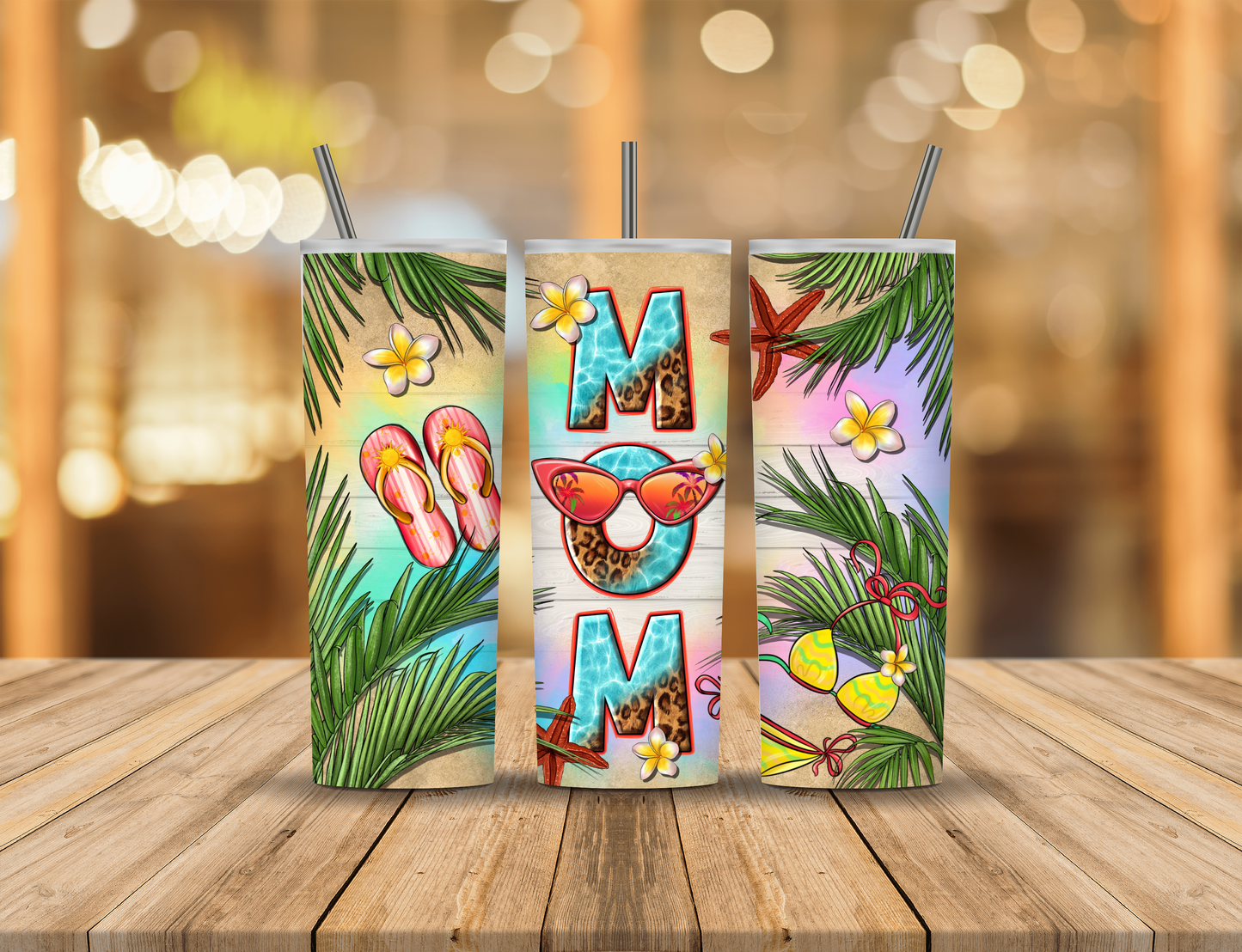 Tropical Cartoon Quote Mom 20 oz Tumbler Design Digital Download #318