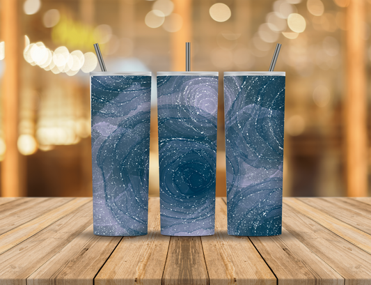 Black Blue Grey Glitter Swirls Abstract 20 oz Tumbler Design Digital Download #425