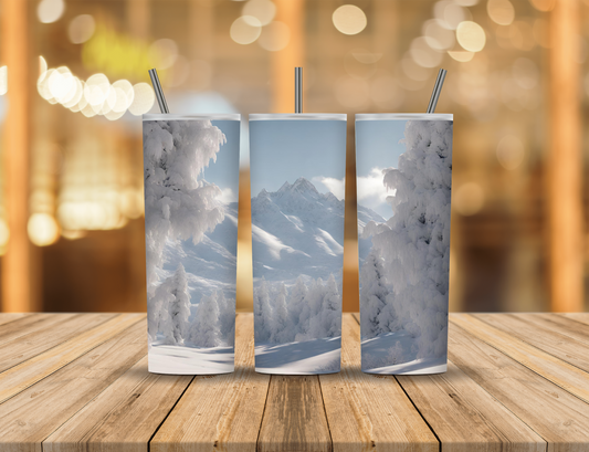 Snow Mountains Winter 20 oz Tumbler Design Digital Download #196