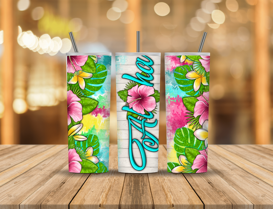 Summer Cartoon Flowers 20 oz Tumbler Design Digital Download #34