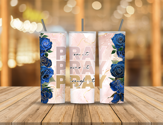 Blue Roses Religious Faith 20 oz Tumbler Design Digital Download #144