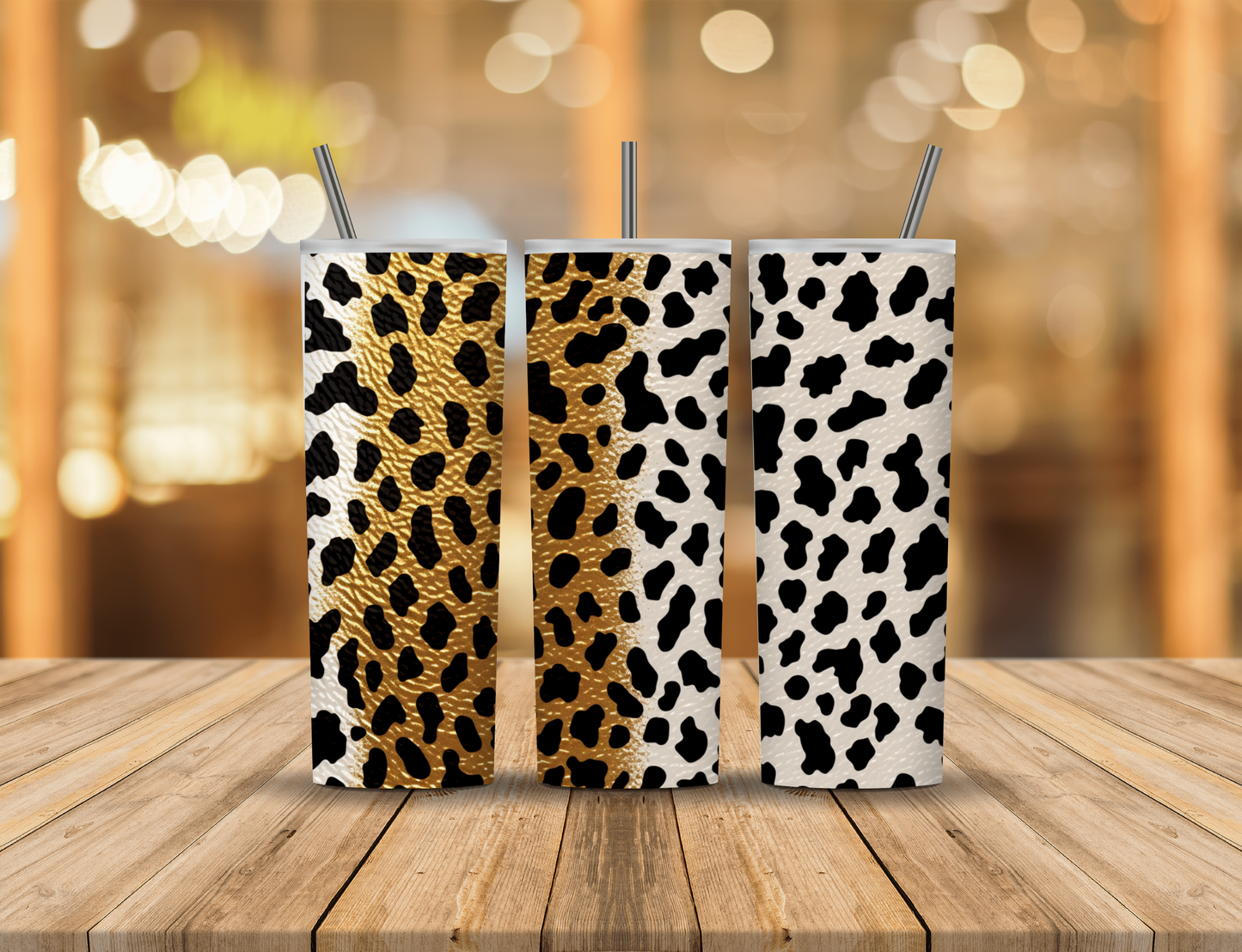 Brown Tan Black White Animal Print 20 oz Tumbler Design Digital Download #125