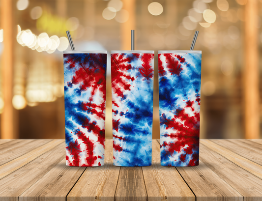 Red White Blue Tie Dye 20 oz Tumbler Design Digital Download #589