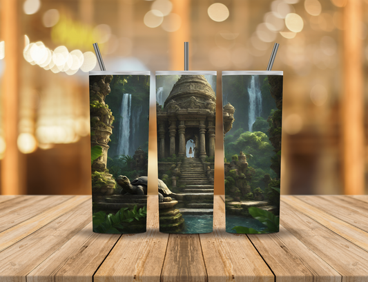Waterfall Nature Lake Temple 20 oz Tumbler Design Digital Download #176