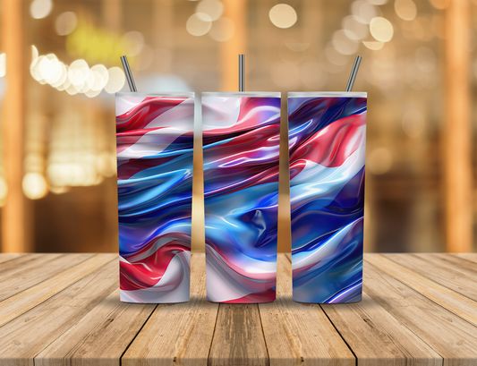 Red White Blue Pearl Abstract 20 oz Tumbler Design Digital Download #576