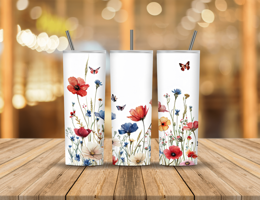 Spring Summer Flowers 20 oz Tumbler Design Digital Download #601