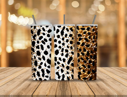 White Gold Brown Black Animal Print 20 oz Tumbler Design Digital Download #109