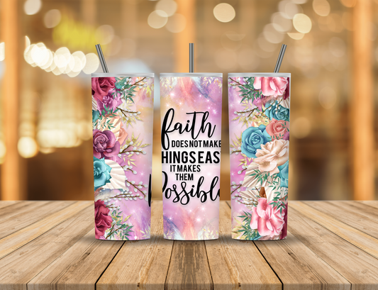 Flowers Metallic Pastel Religious Faith 20 oz Tumbler Design Digital Download #198