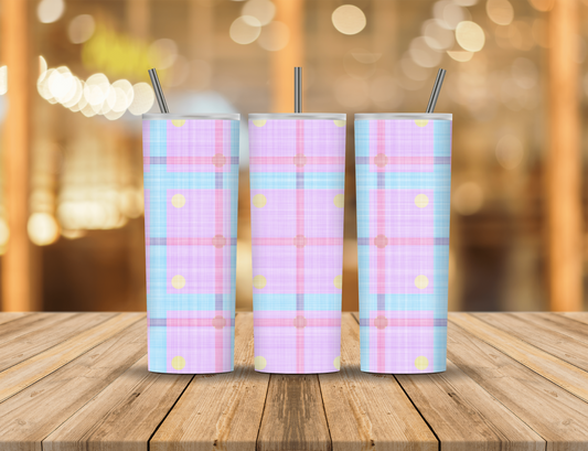 Spring Pastel Plaid 20 oz Tumbler Design Digital Download #482