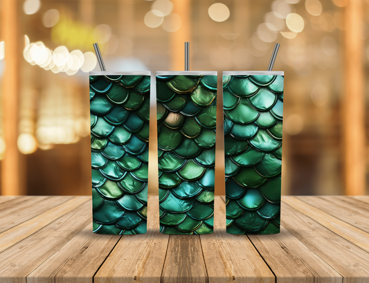 Green Iridescent Dragon Mermaid Scales 20 oz Tumbler Design Digital Download #376