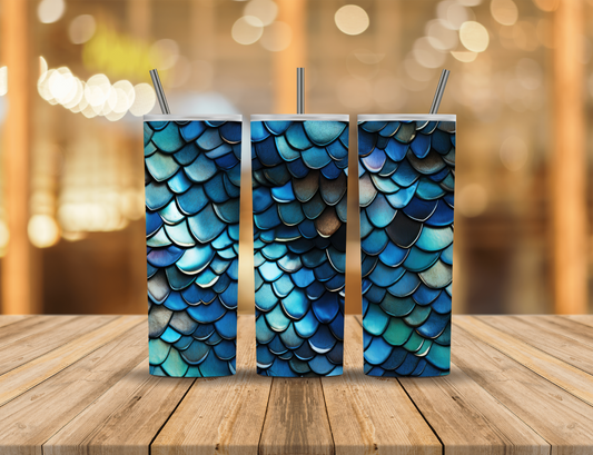Blue Dragon Scales Mermaid 20 oz Tumbler Design Digital Download #235
