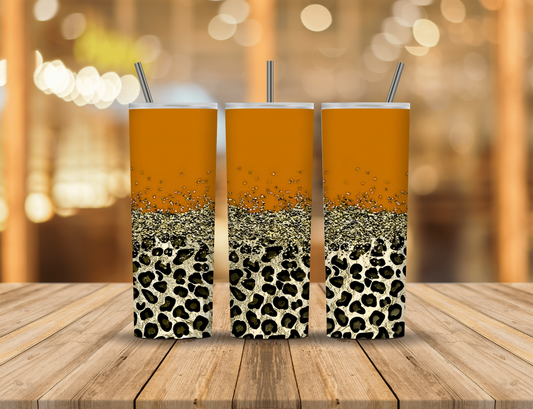 Gold Black Brown Glitter Animal Print 20 oz Tumbler Design Digital Download #91