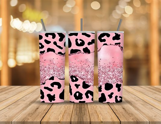 Pink Glitter Animal Print 20 oz Tumbler Design Digital Download #184