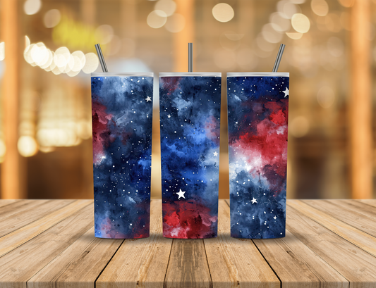 Red White Blue Starry Skies 20 oz Tumbler Design Digital Download #502