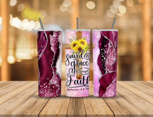 Purple Burgundy Glitter Geode Religious Faith 20 oz Tumbler Design Digital Download #204