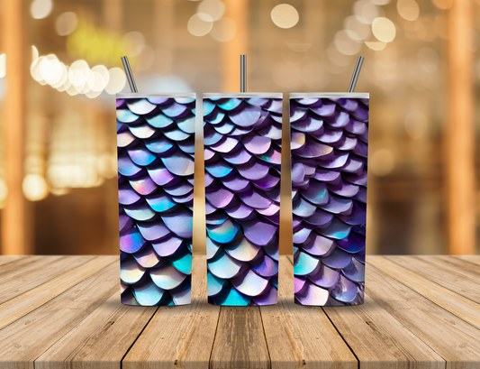 Blue Purple Iridescent Dragon Mermaid Scales 20 oz Tumbler Design Digital Download #381