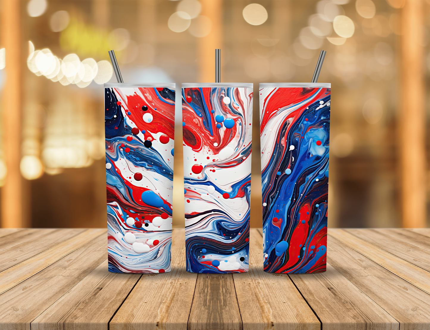Red White Blue Speckled Abstract 20 oz Tumbler Design Digital Download #560
