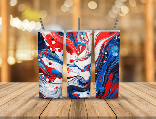 Red White Blue Speckled Abstract 20 oz Tumbler Design Digital Download #560