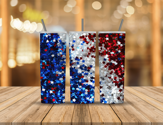 Red White Blue Glitter Confetti 20 oz Tumbler Design Digital Download #523
