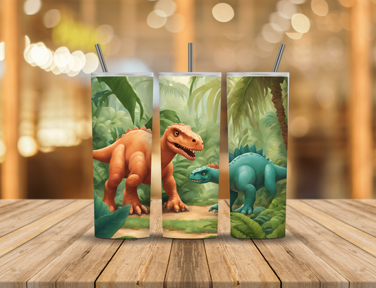 Jungle Forest Tropical Dinosaurs 20 oz Tumbler Design Digital Download #343