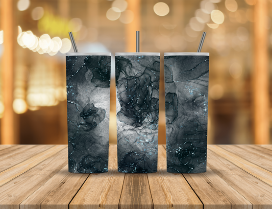 Black Silver White Glitter Sparkle Alcohol Ink Abstract 20 oz Tumbler Design Digital Download #745