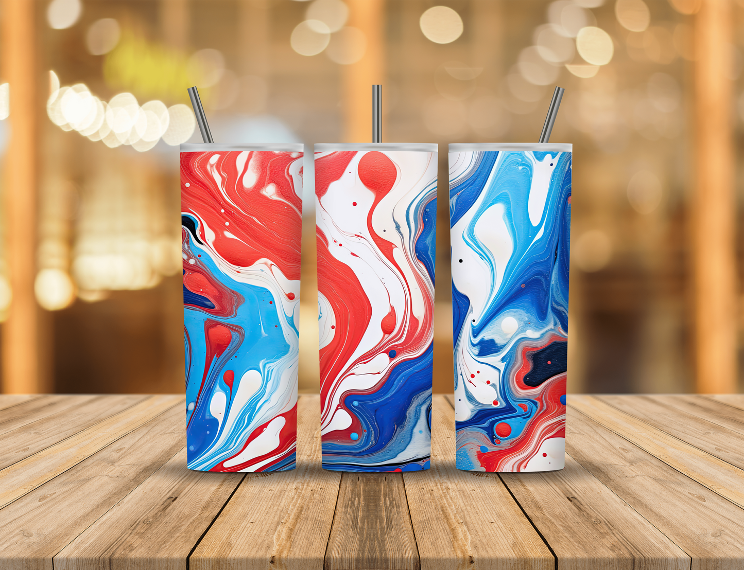 Red White Blue Abstract 20 oz Tumbler Design Digital Download #545
