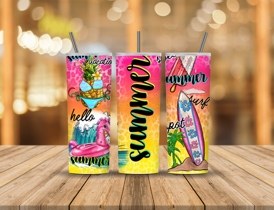 Summer Sunset Beach Quote Fun Animated Cartoon 20 oz Tumbler Design Digital Download #761