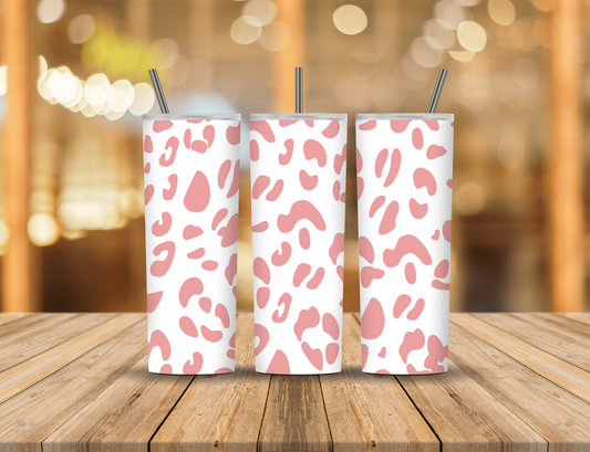 White Pink Animal Print 20 oz Tumbler Design Digital Download #321