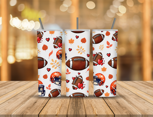 Autumn Fall Football Leaves 20 oz Tumbler Design Digital Download #636