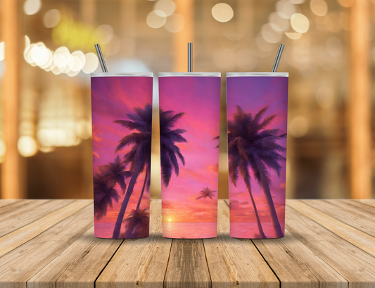 Sunset Palm Trees 20 oz Tumbler Design Digital Download #312