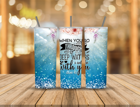 Ocean Water Glitter Religious Faith 20 oz Tumbler Design Digital Download #134