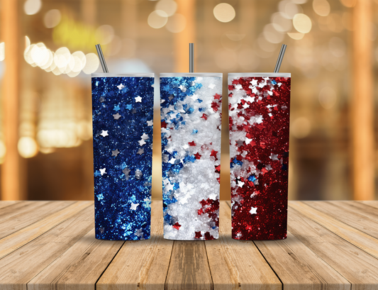 Red White Blue Glitter Confetti 20 oz Tumbler Design Digital Download #511